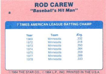 1986 Star Rod Carew - Separated #8 Rod Carew Back