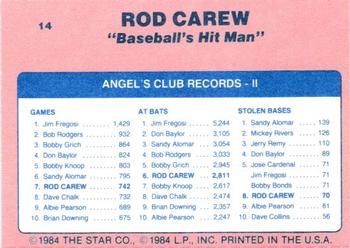 1986 Star Rod Carew - Separated #14 Rod Carew Back