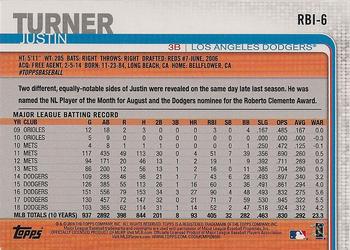 2019 Topps R.B.I. Baseball #RBI-6 Justin Turner Back