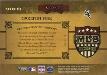 2005 Playoff Prime Cuts - MLB Icons Material Jersey Position #MLB-10 Carlton Fisk Back