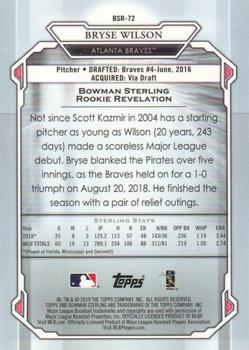 2019 Bowman Sterling #BSR-72 Bryse Wilson Back