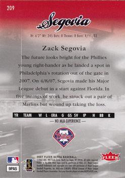 2007 Ultra #209 Zack Segovia Back
