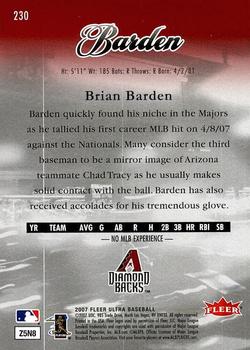 2007 Ultra #230 Brian Barden Back