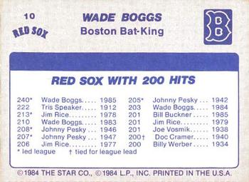 1986 Star Wade Boggs - Separated #10 Wade Boggs Back