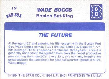 1986 Star Wade Boggs - Separated #12 Wade Boggs Back