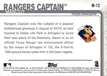 2019 Topps Opening Day - Mascots #M-12 Rangers Captain Back