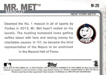2019 Topps Opening Day - Mascots #M-20 Mr. Met Back