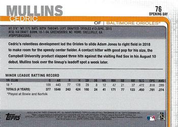 2019 Topps Opening Day - Opening Day Edition #76 Cedric Mullins Back
