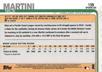 2019 Topps Opening Day - Opening Day Edition #159 Nick Martini Back