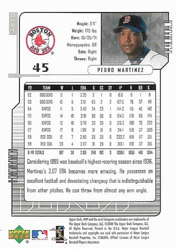 2000 Upper Deck MVP Jumbo All-Stars #AS10 Pedro Martinez Back