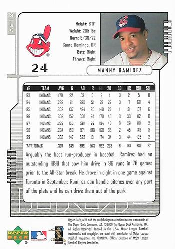 2000 Upper Deck MVP Jumbo All-Stars #AS12 Manny Ramirez Back