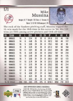 2007 Upper Deck #171 Mike Mussina Back
