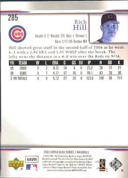 2007 Upper Deck #285 Rich Hill Back