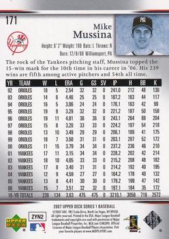 2007 Upper Deck #171 Mike Mussina Back