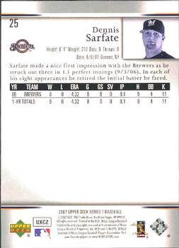 2007 Upper Deck #25 Dennis Sarfate Back
