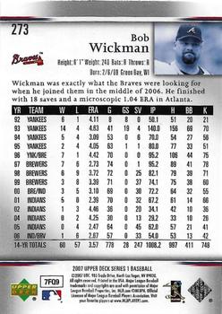 2007 Upper Deck #273 Bob Wickman Back