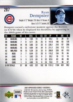 2007 Upper Deck #287 Ryan Dempster Back