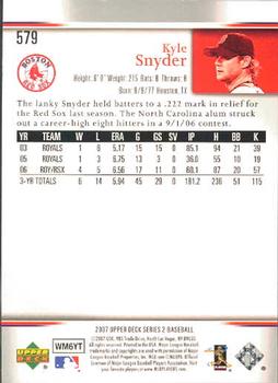 2007 Upper Deck #579 Kyle Snyder Back