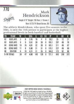 2007 Upper Deck #770 Mark Hendrickson Back