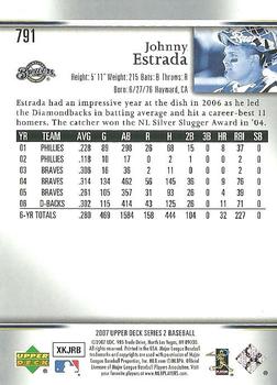 2007 Upper Deck #791 Johnny Estrada Back