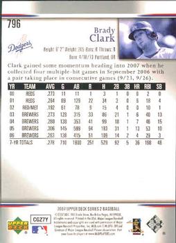 2007 Upper Deck #796 Brady Clark Back