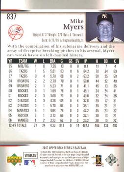 2007 Upper Deck #837 Mike Myers Back