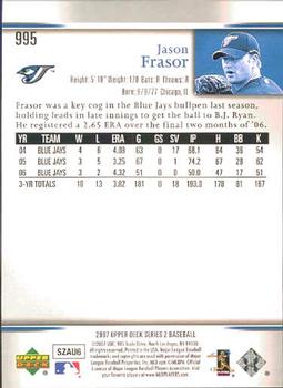 2007 Upper Deck #995 Jason Frasor Back
