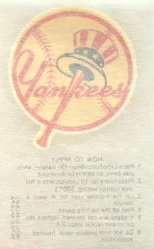 1970 Kellogg's 3-D Super Stars - Iron-On Patches #NNO New York Yankees Back