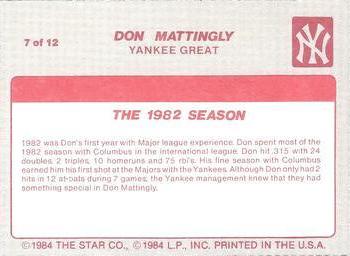 1987 Star Don Mattingly - Separated #7 Don Mattingly Back