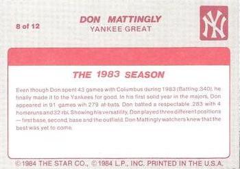 1987 Star Don Mattingly - Separated #8 Don Mattingly Back