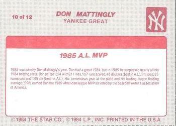 1987 Star Don Mattingly - Separated #10 Don Mattingly Back