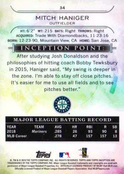 2019 Topps Inception - Green #34 Mitch Haniger Back