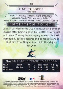 2019 Topps Inception - Green #68 Pablo Lopez Back
