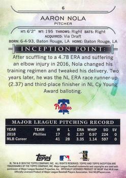 2019 Topps Inception - Red #6 Aaron Nola Back