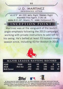 2019 Topps Inception - Red #93 J.D. Martinez Back