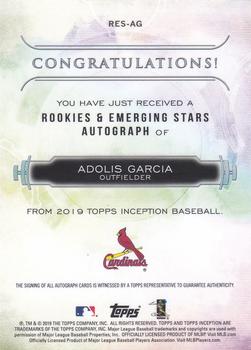 2019 Topps Inception - Rookies & Emerging Stars Autographs #RES-AG Adolis Garcia Back