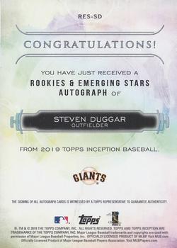 2019 Topps Inception - Rookies & Emerging Stars Autographs #RES-SD Steven Duggar Back