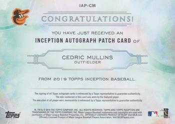 2019 Topps Inception - Inception Autograph Patch #IAP-CM Cedric Mullins Back