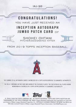 2019 Topps Inception - Inception Autograph Jumbo Patch Inception #IAJ-SO Shohei Ohtani Back