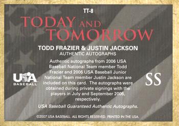 2006-07 USA Baseball Box Set  - Today And Tomorrow Signatures Black #TT-8 Todd Frazier / Justin Jackson Back