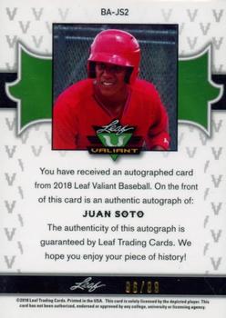2018 Leaf Valiant #BA-JS2 Juan Soto Back