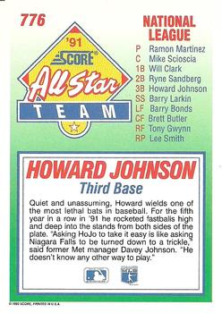 1992 Score #776 Howard Johnson Back