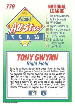 1992 Score #779 Tony Gwynn Back
