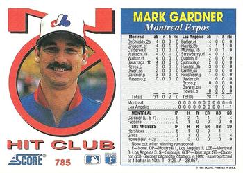 1992 Score #785 Mark Gardner Back