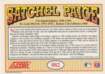1992 Score #882 Satchel Paige Back