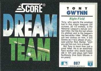 1992 Score #887 Tony Gwynn Back
