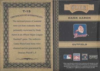 2005 Playoff Prime Cuts - Timeline Material Combo CY HR Prime #T-13 Hank Aaron Back