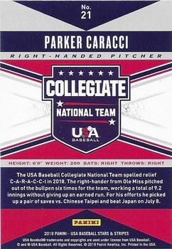 2019 Panini USA Baseball Stars & Stripes - Longevity Base Retail #21 Parker Caracci Back