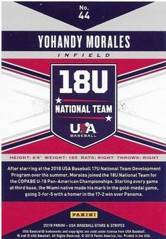 2019 Panini USA Baseball Stars & Stripes - Longevity Base Retail #44 Yohandy Morales Back