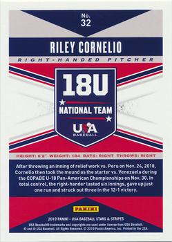 2019 Panini USA Baseball Stars & Stripes - Longevity Base Ruby #32 Riley Cornelio Back